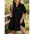 thumbnail image 6 of Casual Dresses for Women Lapel Collared V Neck Mid Sleeved Pleated Summer Dresses for Women Midi Dresses, 6 of 6