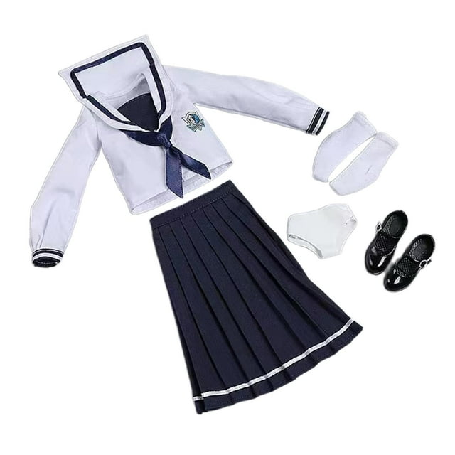 1:6 Traje de uniforme para niñas Cosplay Conjunto de top de manga larga Traje de ropa interior de moda para azul oscuro