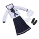 thumbnail image 1 of Traje de colegiala a escala 1:6, conjunto de manga larga para muñecas femeninas de 12 pulgadas azul oscuro, 1 of 7