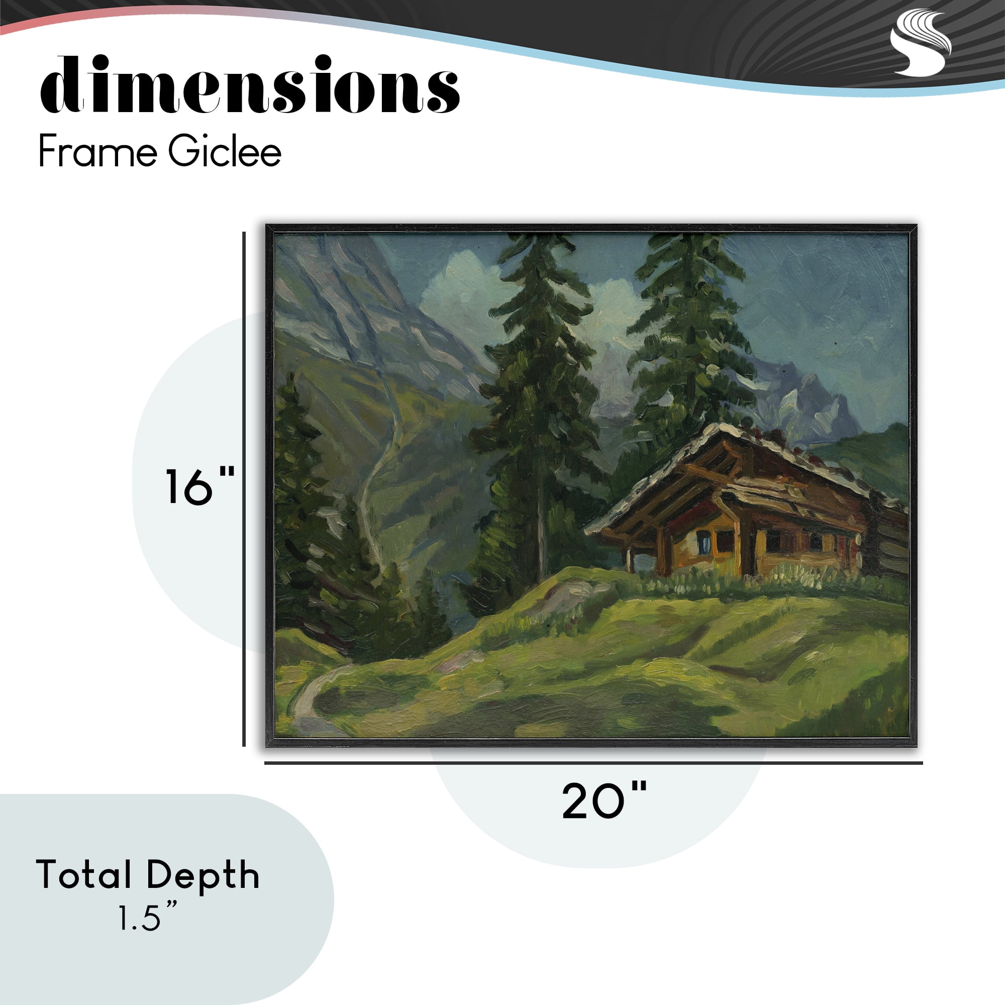 Cabin At Base Of Mountain Black Framed Giclee Art, design by Lettered and Lined