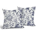 thumbnail image 2 of Blue Flowers Pillow Covers 20x20 Inch Set of 2 Blue and White Floral Throw Pillow Covers Vintage Floral Outdoor Pillowscase Linen Cushion Covers for Sofa Couch Bedroom Home Decor, 2 of 6