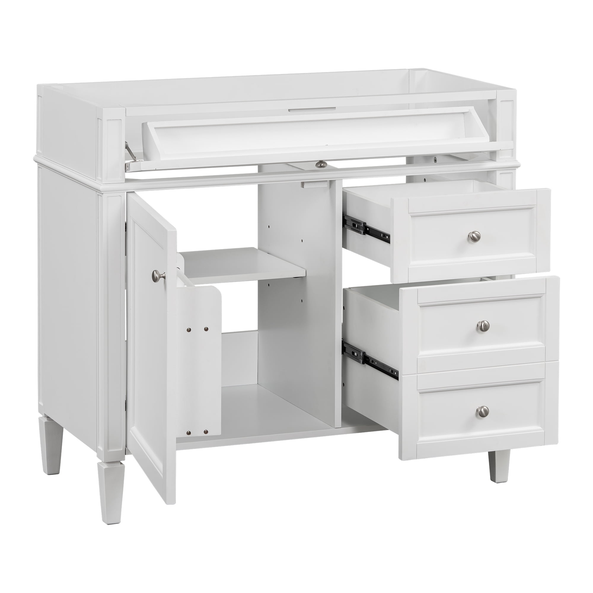 Euroco 36'' Bathroom Vanity without Top Sink, Modern Bathroom Storage Cabinet with 2 Drawers and a Tip-out Drawer, Solid Wood Frame (NOT INCLUDE BASIN SINK)