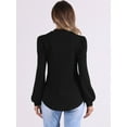 thumbnail image 3 of DARING DIVA Women's Puff Long Sleeve Casual Work Blouses XS Black, 3 of 6