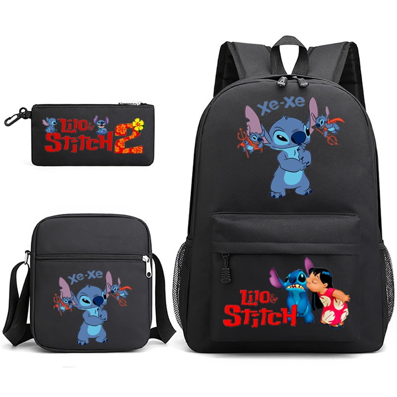 STITCH Anime Backpacks Sets, Cartoon Laptop Backpack with Lunch Bag and Pencil Case Daypack 3D Printed 3 Piece Set