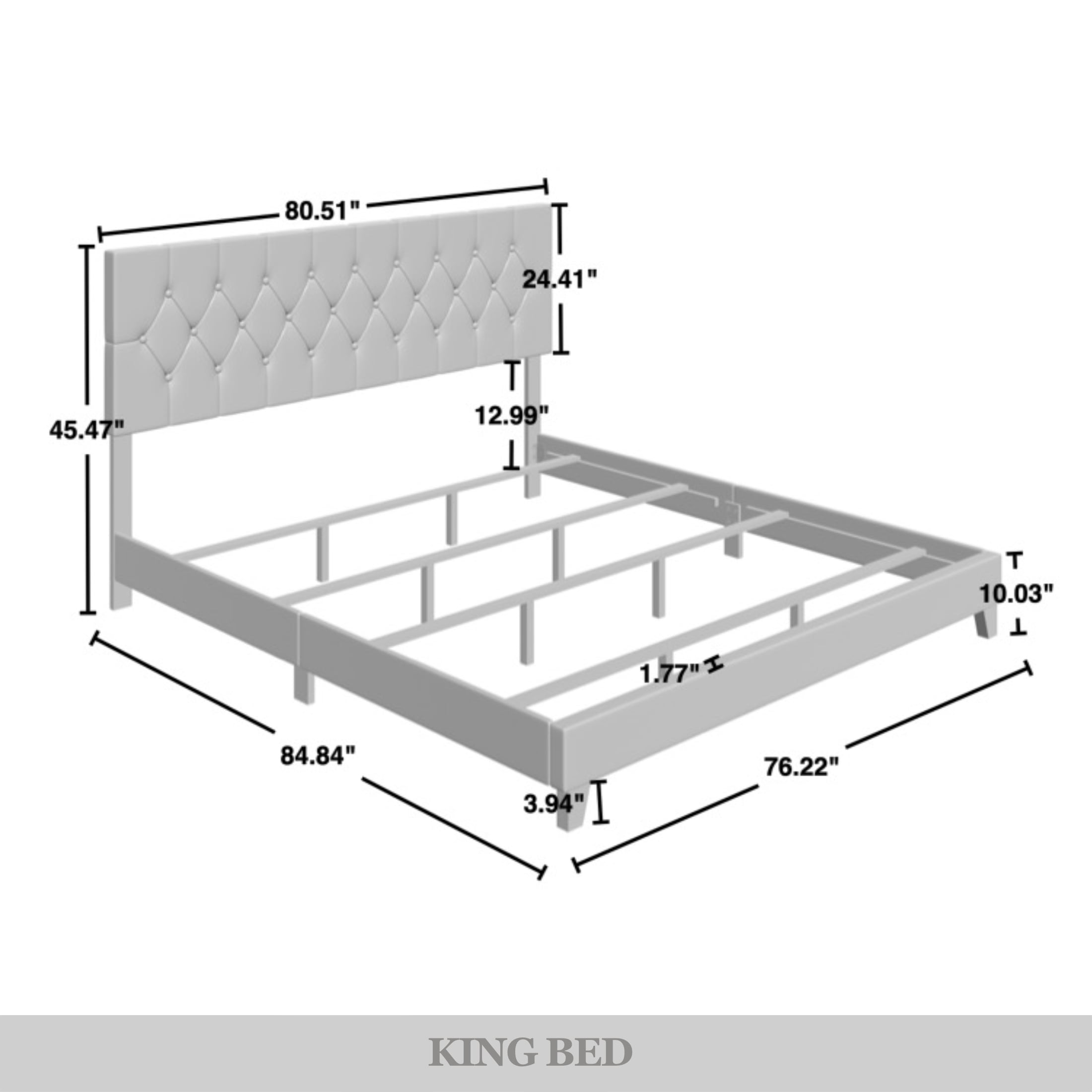 Castle Place Classic Button Tufted Linen Upholstered Bed, Beige, King