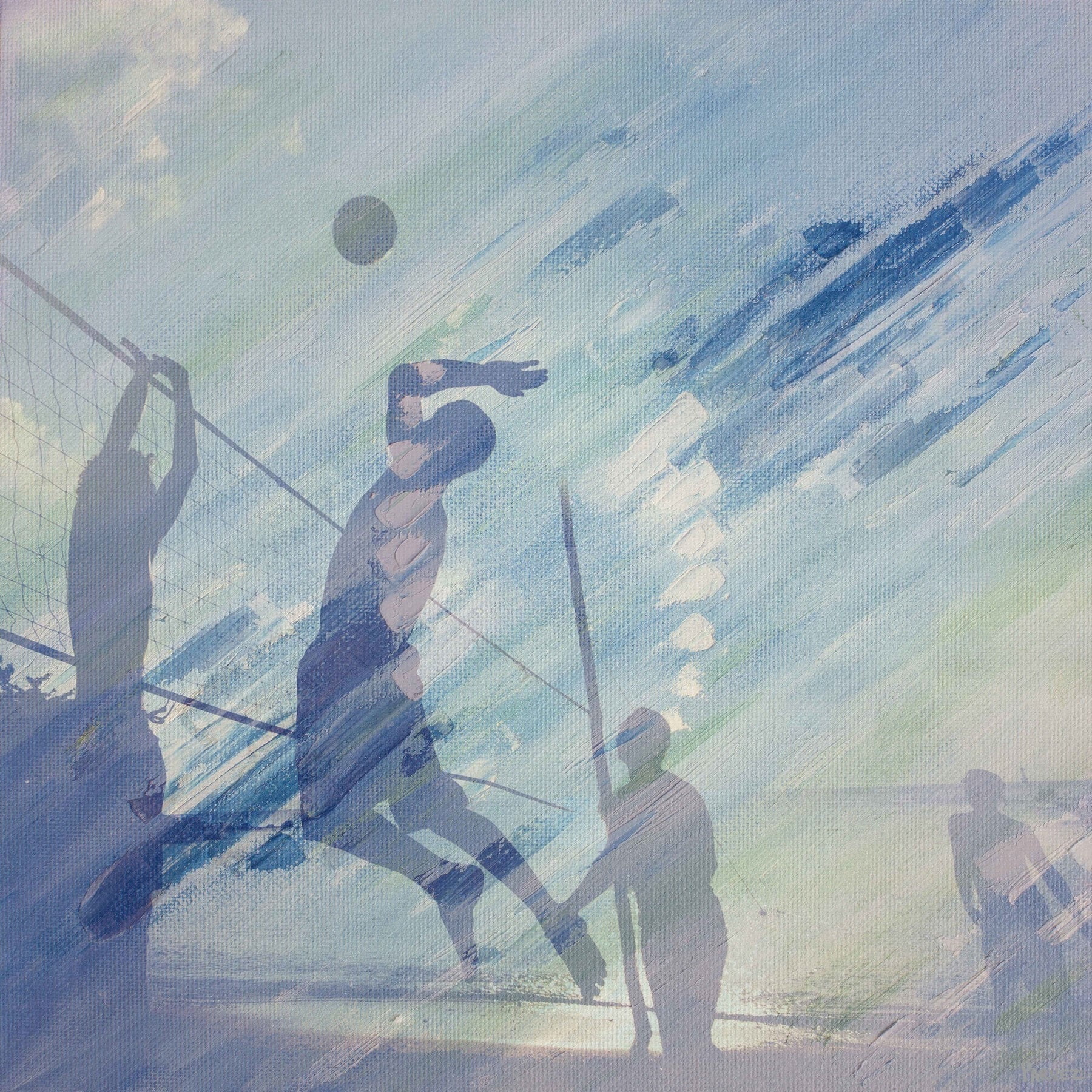 "Volleyball at Dusk" Painting Print on Wrapped Canvas