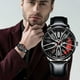 thumbnail image 1 of Reloj deportivo para hombres de color rojo con forma de rueda de automóvil, reloj de moda para hombres, reloj automático con forma de neumático, 1 of 9