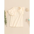thumbnail image 3 of Musuos KId Girls Solid Knit Tops 1-6Years Casual Fly Sleeve Round Neck Plain T-Shirts Summer Basic Tank Top, 3 of 8