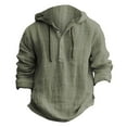 thumbnail image 2 of Hpapadks Mens Casual Shirts Hooded Long Sleeve Buttons Pullover Blouses with Pocket Solid Loose Dress Shirts for Men Green XXXL, 2 of 5