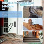 2-Pack WAASOSCON Metal Outdoor Step Handrails, U-Shaped Safety Grab Bar for Elderly & Kids, Easy Install Black Hand Railings for Concrete/Wooden Stairs