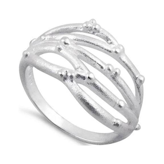 925 Sterling Silver Platinum Plated Abstract Facet Women Valentines Day Gifts Ring