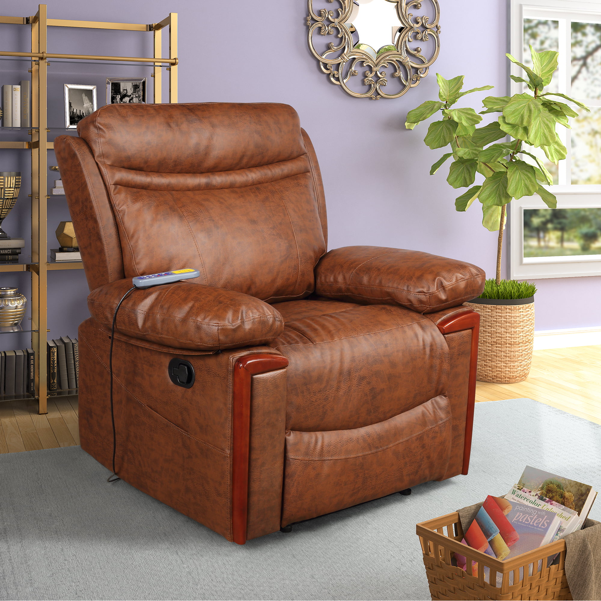 Merax PU Leather Power Massage Recliner with Remote Control, 8 Heat