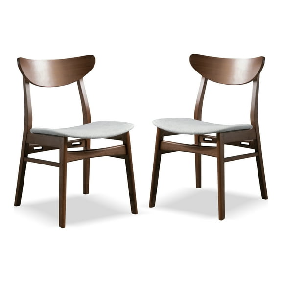 Furniture of America Erik Mid-Century Wingback Wood Dining Chairs, Walnut (Set of 2)