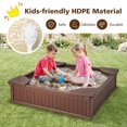 thumbnail image 5 of Gymax Kids Outdoor Sandbox 48.5'' x 48.5'' x 12.5'' Large HDPE Sandpit with Oxford Cover Brown, 5 of 10