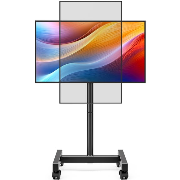 Mobile TV Floor Stand for 13-50 inch LCD LED Flat/Curved Panel Screen TVs up to 44 lbs, Height Adjustable TV Stand Mount with VESA 200x200, Portable TV Stand with Tilt Function HT1007BM
