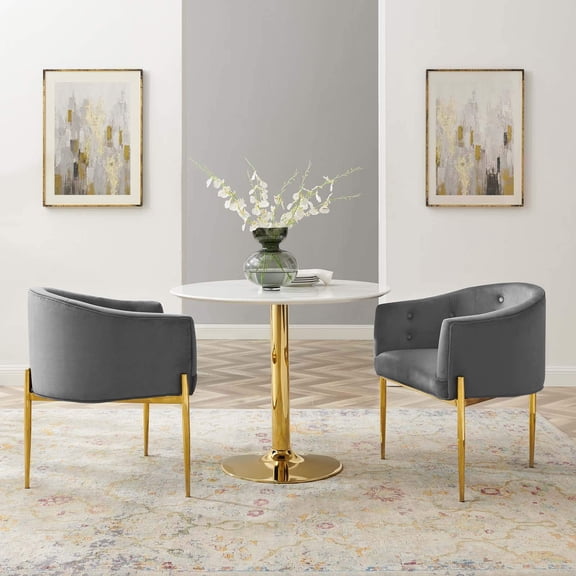 Maklaine Modern Tufted Velvet Accent Chairs in Gray (Set of 2)
