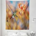 thumbnail image 1 of Bird Tapestry, Booted Racket Tail Feeding Nectar from Tiger Lily Blur Background Photo, Fabric Wall Hanging Decor for Bedroom Living Room Dorm, 5 Sizes, Orange Green, by Ambesonne, 1 of 1