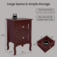 thumbnail image 2 of CRXX Brown Nightstand Set of 2 for Bedroom, Vintage Small Night Stand with Drawers, Farmhouse Side Table, Wooden End Tables with Curved Legs for Office, Mid-Century, 2 of 9