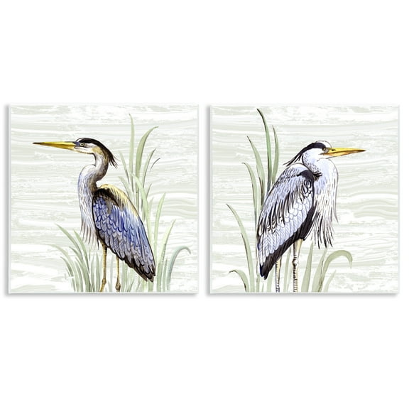 Stupell Industries Coastal Birds on Birch Animals Painting Unframed Art Print Wall Art, 12 x 12, Set of 2