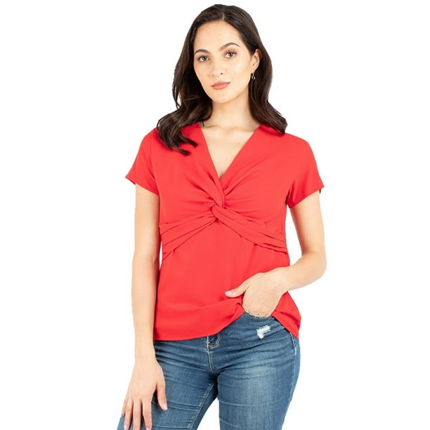 Blusa manga corta con nudo al frente