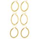 thumbnail image 1 of JeenMata Colección de 3 Pendientes de Aro con Textura en Paquete Múltiple Bañados en Oro Amarillo, 1 of 5