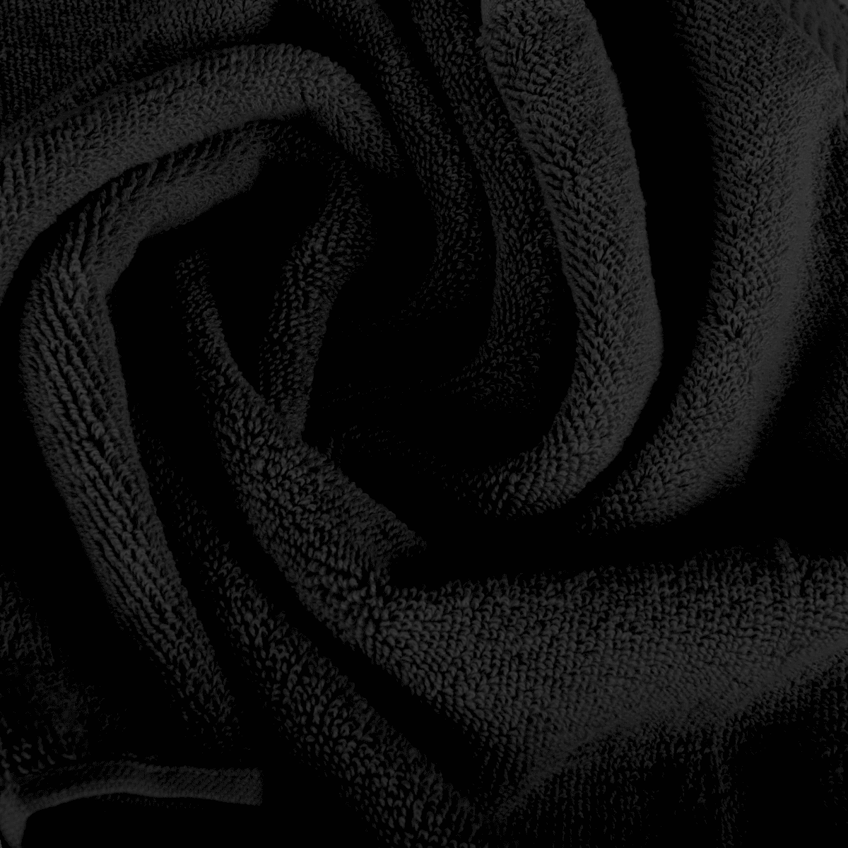 Terry Cotton Ring Spun Towel Sheet for Bath Shower, Set of 6, Black