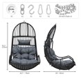 thumbnail image 2 of Dextrus Egg Swing Hammock Chair with Iron Chain, Cushion, Headrest for Porch, Garden, Lounge, Bedroom, Gray, 2 of 5