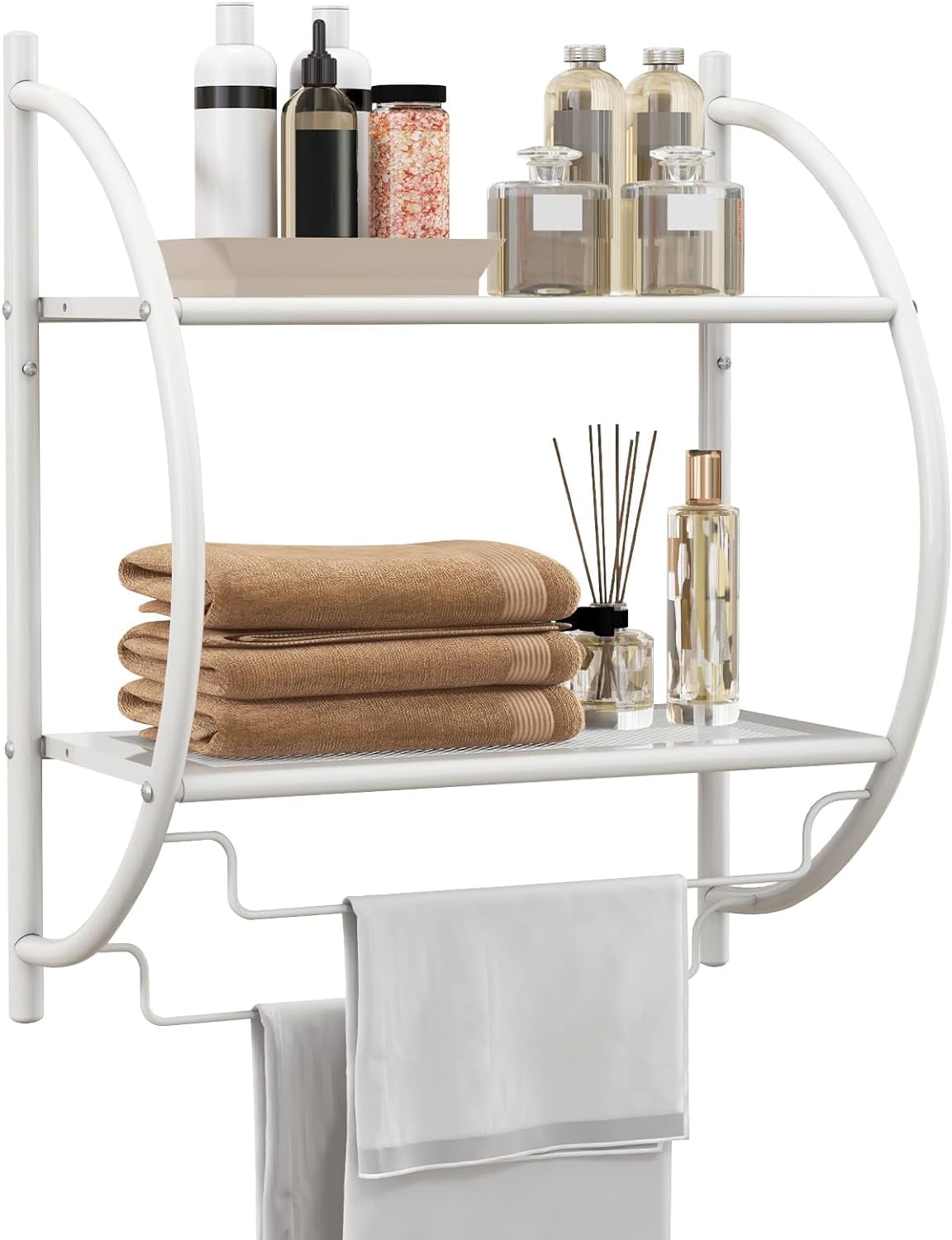 Organize It All 2 Tier Metal Wall Mount Shelf with Towel Bars Chrome Walmart