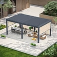 thumbnail image 3 of 12 x 20 FT Louvered Pergola with 6-Panel Pull-Down Privacy Screen, Hardtop Rainproof Pergola with Adjustable Roof for Patio, Lawn & Garden, 3 of 9