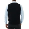 thumbnail image 3 of Kallspin Men's Sweater Vest Cotton V Neck Relaxed Fit Knit Sleeveless Pullover Sweater(Black,3X-Large), 3 of 9