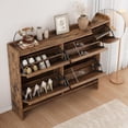 thumbnail image 2 of Bingirl Armoire à Chaussures avec 4 Tiroirs Basculants Armoire à Chaussures en Bois avec Tablette Réglable Rangement pour Chaussures pour Entrée Armoire à Chaussures Dissimulée pour Couloir Salon Brun, 2 of 6
