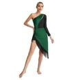 thumbnail image 3 of iixpin Women Tassel Fringed Latin Salsa Samba Dance Dress Long Sleeves Asymmetric Ballroom Dancewear Green XXL, 3 of 7