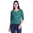thumbnail image 4 of Moomaya Printed Keyhole Neck Ring Top Casual 3/4th Sleeve Tees Tank Tunic Top, 4 of 6