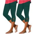 thumbnail image 2 of Dazajoo 2 Pack Capri Leggings for Women Tummy Control Yoga Workout Cropped Pants Basic Solid Color Knee Length Running Legging Capris,Green,XXL, 2 of 7