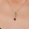thumbnail image 3 of Gem Stone King 925 Silver and 10K Yellow Gold Red Garnet and White Lab Grown Diamond Pendant Necklace for Women | 0.53 Cttw | Gemstone January Birthstone | Round 4.5MM | With 18 inch Chain, 3 of 6