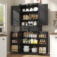 thumbnail image 3 of 72" Kitchen Pantry Cabinet, Tall Pantry Storage Cabinet with Adjustable Shelves and Drawer, Black Kitchen Cabinet Buffet Cupboards Storage Cabinet for Home Office Use (16" D x 30" W x 72" H), 3 of 6