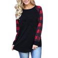 thumbnail image 3 of Womens Long Sleeve Pullover Tops Raglan Plaid Sleeve Casual Dressy Tunic Shirts Fall Lightweight Sweatshirt Tops, 3 of 4