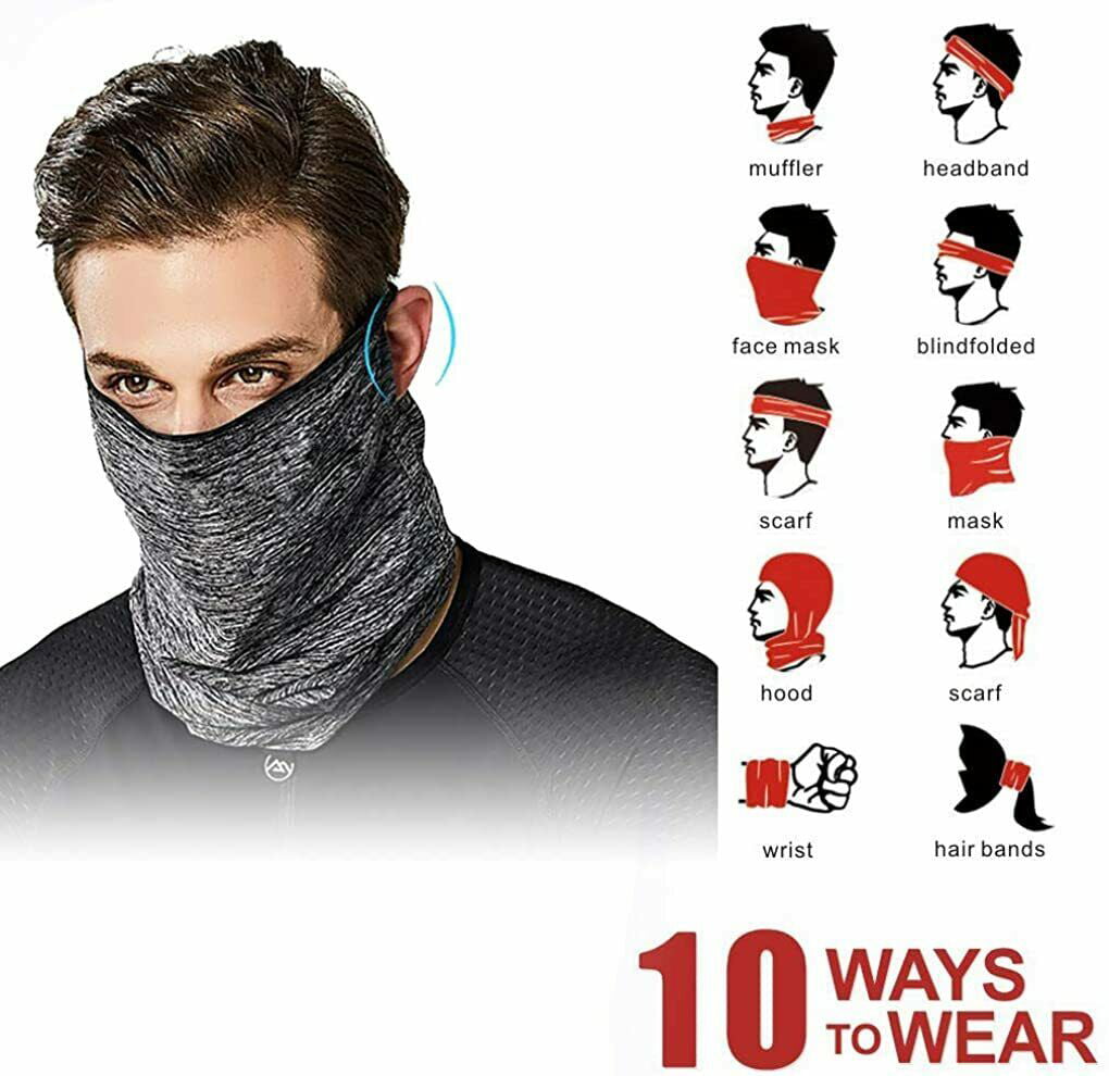 2PACK Elastic Tube Bandana Face Mask Cooling Cover Multi-Use Soft Scarf Unisex 