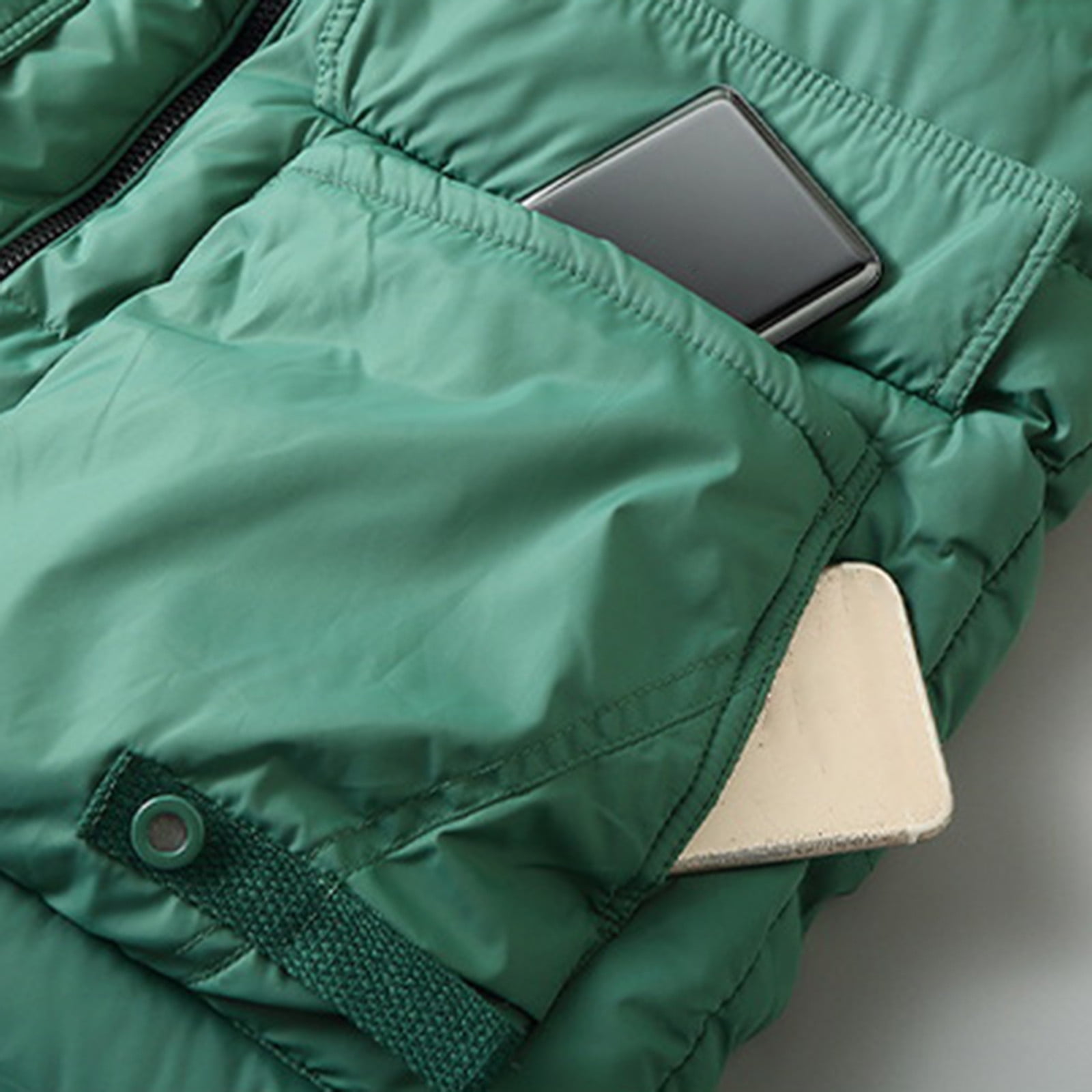 Dagegui Mens Zip Up Vest Puffer Warm Winter Sleeveless Jackets Fall Pockets Coats Lightweight Outdoor Running Hiking Travel Vests with Detachable Hood Green XXXXL