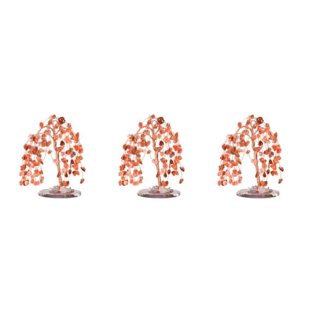 Wweixi 1/2/3/5 Exquisite Crafted Gemstone Tree Ornament - Symbol Of Luck And Prosperity Red 3PCS