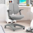 thumbnail image 3 of Gymax Kids Desk Study Chair Adjustable Height Depth w/ Sit-Brake Casters Grey, 3 of 10