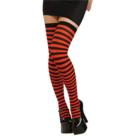 Women's  Striped Black and Red Thigh Highs Costume Stockings