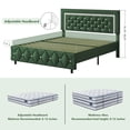 thumbnail image 5 of 4 EVER WINNER Queen Bed Frame, Upholstered Platform Bed Frame with Headboard and Footboard, Diamond Headboard and Footboard Design, Green, 5 of 7