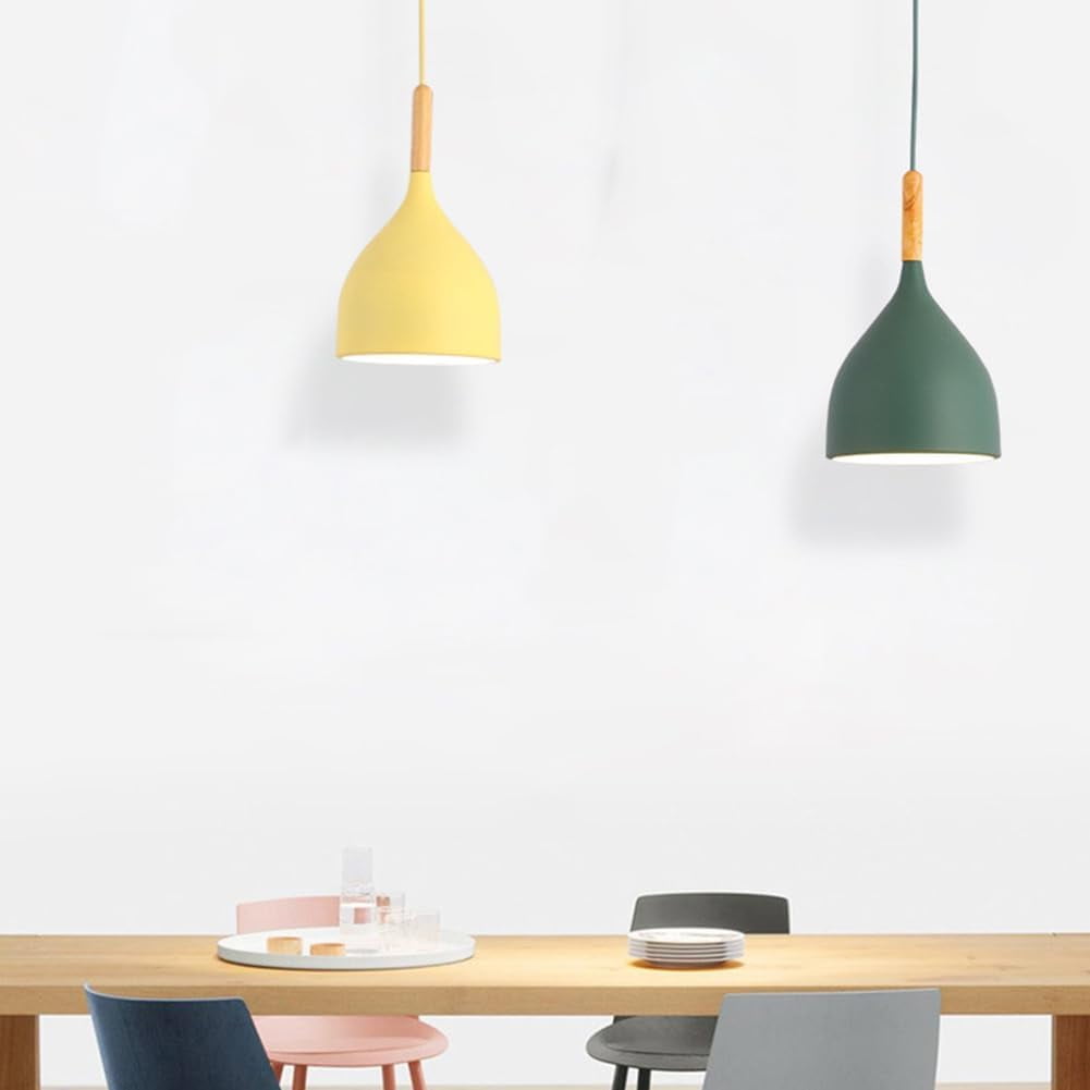 Minimalism Vintage Pendant Lighting for Kitchen Island, Simple Colorful Metal Pendant Light for Dining Room, Rustic Pendant Lamp, Retro Farmhouse Pendant Light Fixture for Kitchen Sink