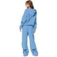 thumbnail image 2 of Bow Sweatpants Set for Women Bow Sweat Set for Women Bow Hoodie Set for Women Sweat Set for Women Two Piece Bow Print Tracksuit Long Sleeve Hoodie Wide Leg Sweatpants 2 Piece Outfits, Blue-XXL, 2 of 6