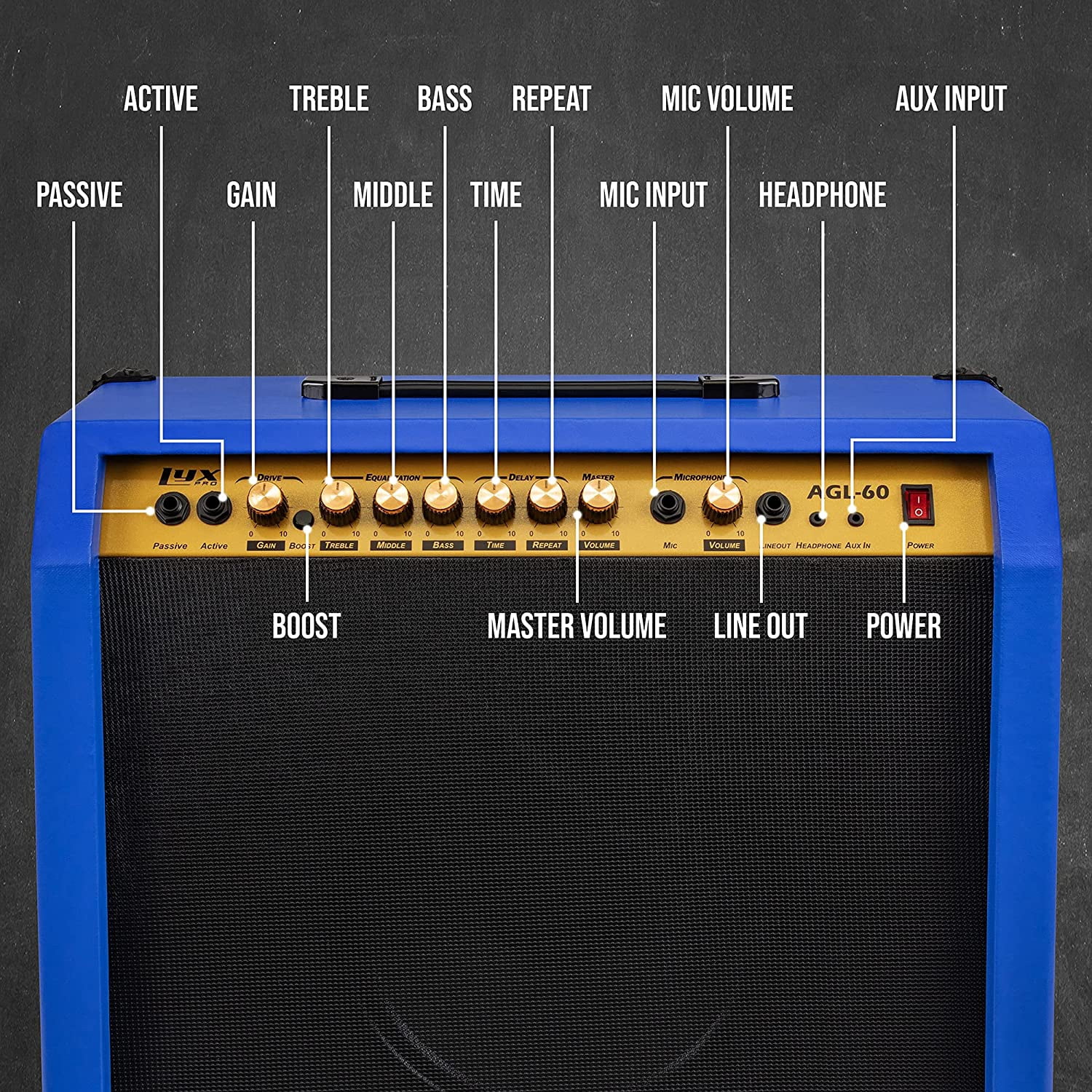 LyxPro 60 Watt Wood Guitar Amp with Built-in Speaker