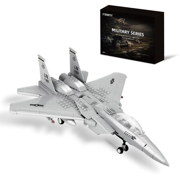GOQI F15 Fighter Military Army Airplane Building Set- Compatible with Lego Planes and Jets, Gifts of Construction for Military Adults Enthusiasts (223 Pcs)