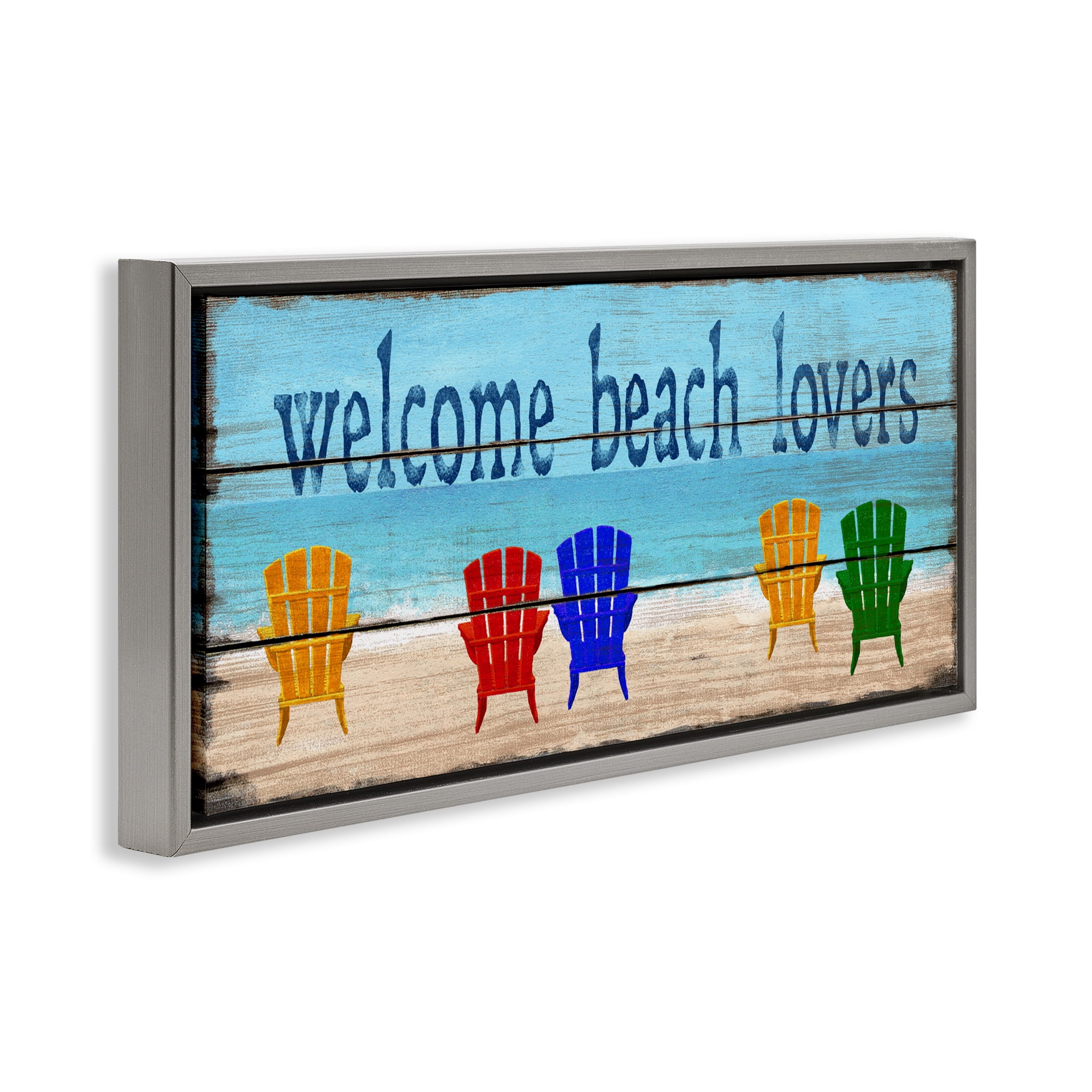 Stupell Industries Beach Lovers Chairs Gray Framed Floater Canvas Wall Art, design by Gail Fraser