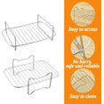 thumbnail image 3 of 2 Pcs Air Fryer Rack,Grilling Rack with 4 Skewers,Dual Airfryer Racks Stainless Steel,Rectangle Air Fryer Accessories for Roasting Cooking,304 Stainless Steel Baking Sheet Cooking Grate, 3 of 7