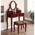 thumbnail image 1 of Roundhill Furniture Ashley Wood Make-Up Vanity Table and Stool Set, Cherry, 1 of 5
